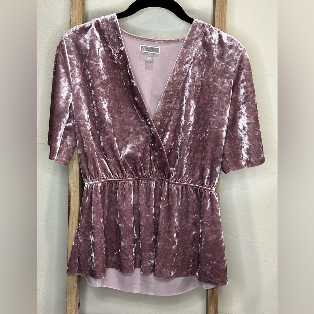 Nordstrom Chelsea28 Velvet Faux Wrap Top XS
